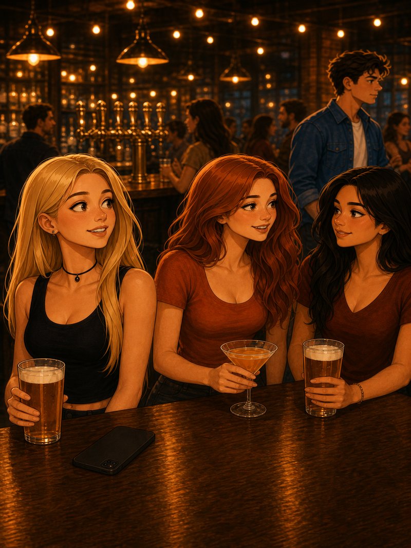 Ava notices someone across the bar